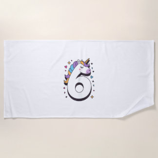 Celebrate Happy 6 Years Old Birthday Party For Gir Beach Towel