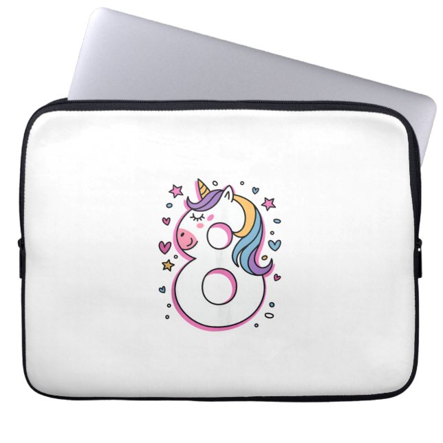 Celebrate Happy 8 Years Old Birthday Party For Gir Laptop Sleeve (Front)