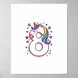 Celebrate Happy 8 Years Old Birthday Party For Gir Poster