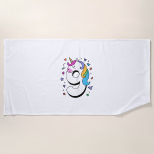 Celebrate Happy 9 Years Old Birthday Party For Gir Beach Towel