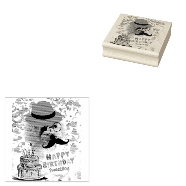 Celebrate Happy Birthday Poodle Rubber Stamp (Stamped)