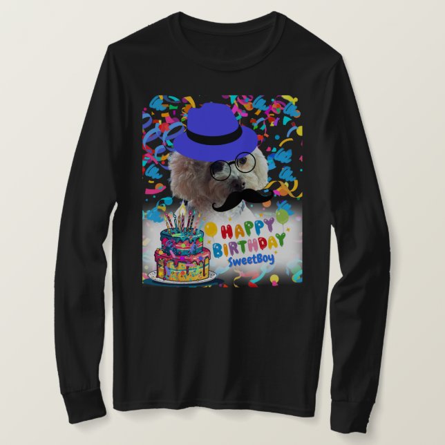 Celebrate Happy Birthday Poodle T-Shirt (Design Front)