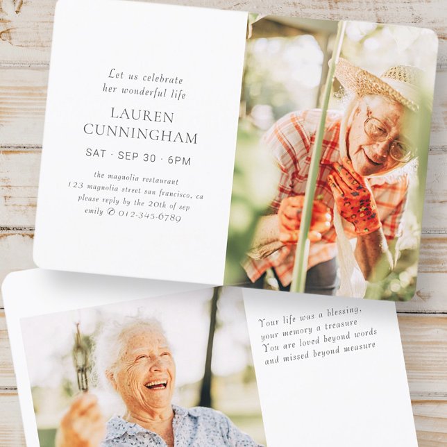 Celebrate Her Life Modern Simple Minimalist Photo Invitation (Creator Uploaded)