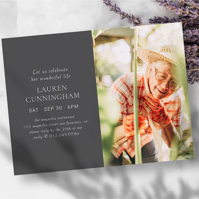 Celebrate Her Life Modern Simple Minimalist Photo Postcard (Creator Uploaded)