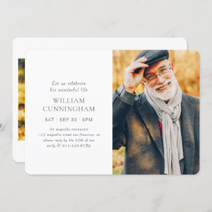 Celebrate His Life Modern Simple Minimalist Photo Invitation