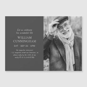 Celebrate His Life Modern Simple Minimalist Photo Magnetic Invitation