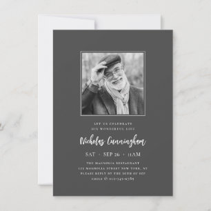 Celebrate His Wonderful Life Modern Memorial Photo Invitation