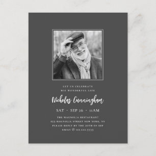 Celebrate His Wonderful Life Modern Memorial Photo Invitation Postcard