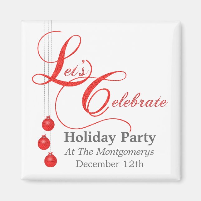 Celebrate Holiday Party, Red Lace Magnet (Front)