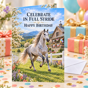 Celebrate in Full Stride Andalusian Horse Birthday Card