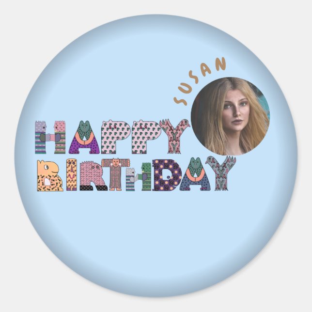 Celebrate in Style: Classic Happy Birthday Sticker (Front)
