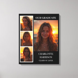 Celebrate in Style with Graduation 4-Photo Collage Canvas Print