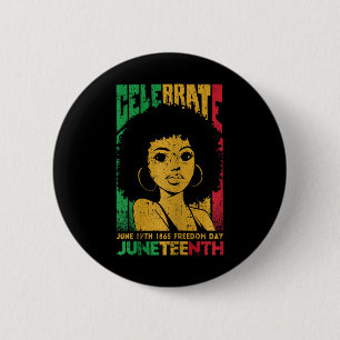 Celebrate June 19th 1865 Juneteenth Black History  6 Cm Round Badge