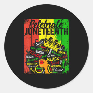 Celebrate Juneteenth 1865 Black Girl Magic Melanin Classic Round Sticker