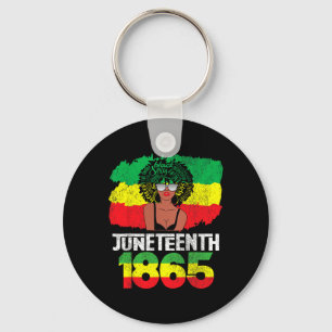 Celebrate Juneteenth Messy Bun Black Women 1865 Ju Key Ring