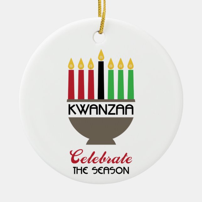 Celebrate Kwanzaa Ceramic Tree Decoration (Front)