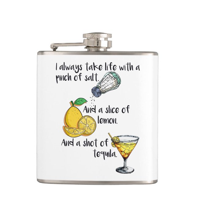 Celebrate life, funny sayings gift hip flask (Front)
