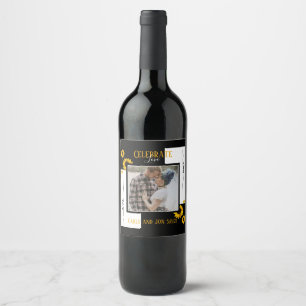 Celebrate love boho golden sunflowers wine label