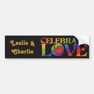 Celebrate Love custom names bumpersticker Bumper Sticker