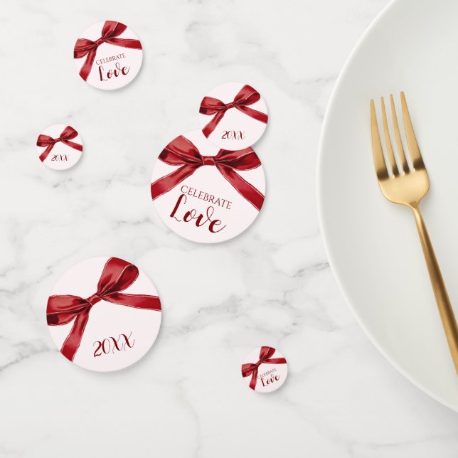 Celebrate Love Elegant Bow Valentines Day Party Confetti (Group)