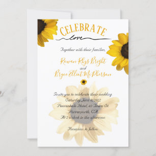Celebrate love Golden yellow sunflower Invitation
