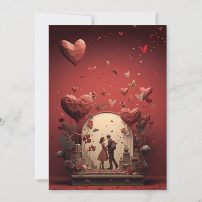 Celebrate Love: hipster vintage valentine's day  Holiday Card (Front)