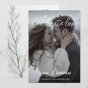 Celebrate Love Personalised Simple Modern wedding Invitation
