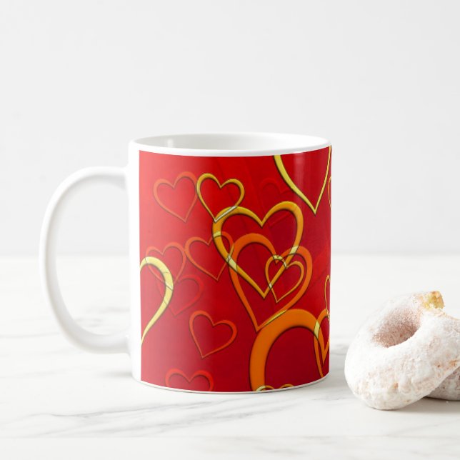 Celebrate Love Red Hearts Classic Mug (With Donut)