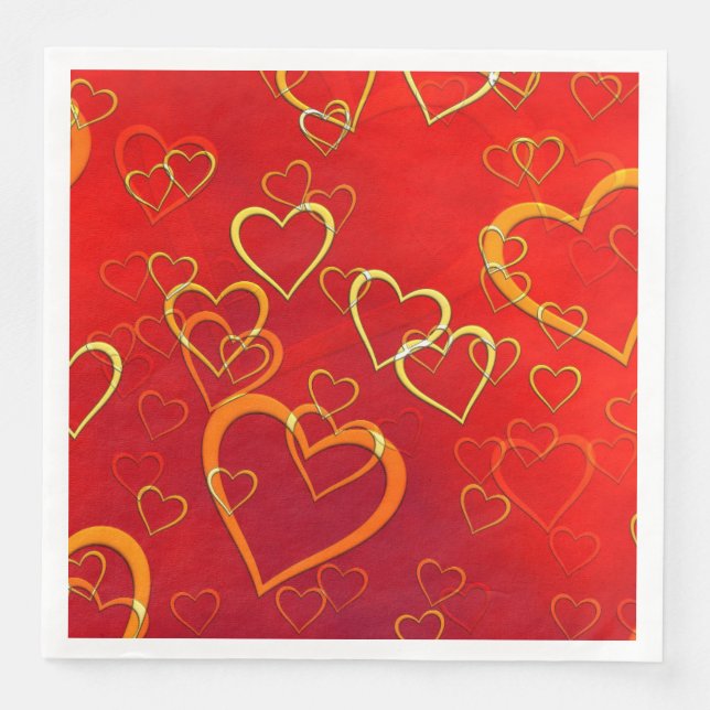 Celebrate Love Red Hearts  Napkin (Front)