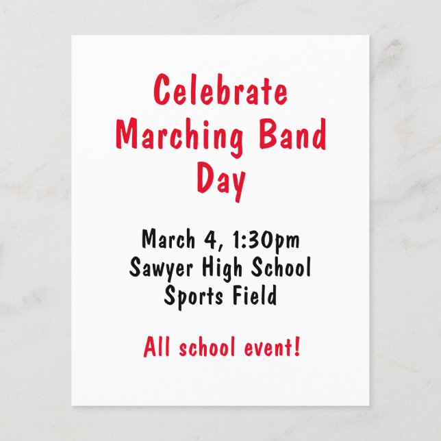 Celebrate Marching Band Day Flyer (Back)