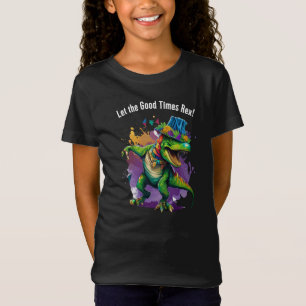 Celebrate Mardi Gras with Dancing T Rex Dinosaur T-Shirt