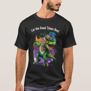 Celebrate Mardi Gras with Dancing T Rex Dinosaur T-Shirt