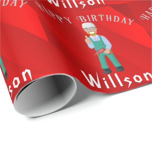 Celebrate mechanic birthday wrapping paper