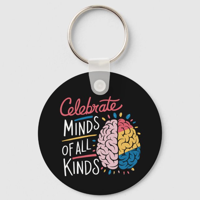 Celebrate Minds of All Kinds Autism Awareness Key Ring (Front)