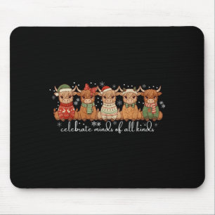 Celebrate Minds Of All Kinds Highland Cow Sped Tea Mouse Pad