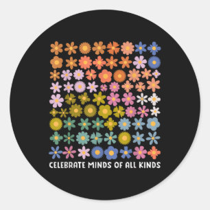 Celebrate Minds Of All Kinds Shirt Women Autism Aw Classic Round Sticker