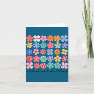 Celebrate minds of kinds flowers neurodiversity card