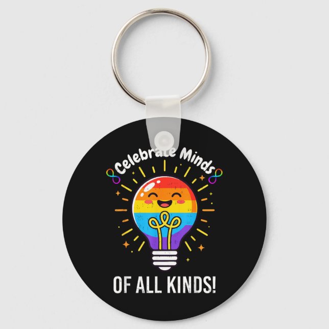 Celebrate Minds of Kinds Neurodiversity Autism Key Ring (Front)