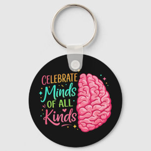 Celebrate minds of kinds neurodiversity awareness key ring