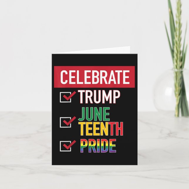 Celebrate Nameplate Check Box Trump Juneteenth Pri Card (Front)