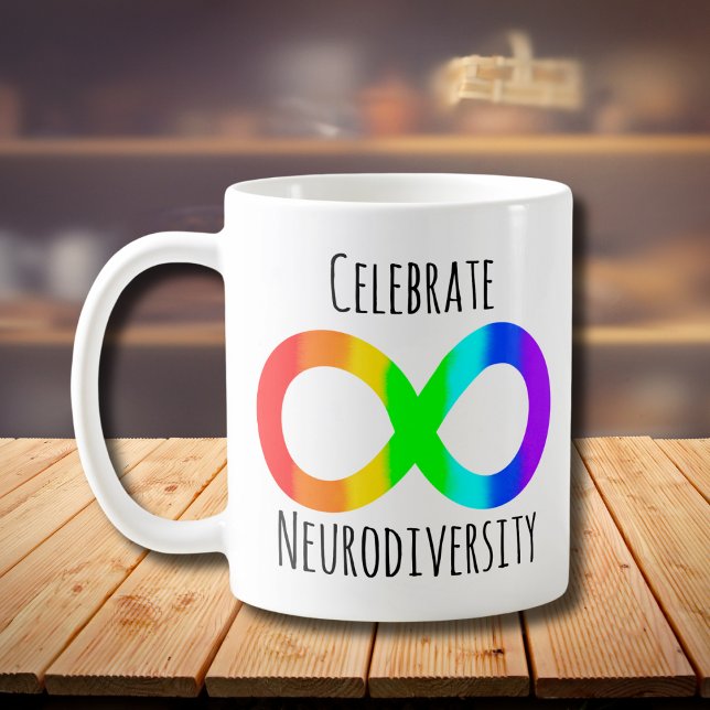 Celebrate Neurodiversity Autism Acceptance Rainbow Coffee Mug (Creator Uploaded)