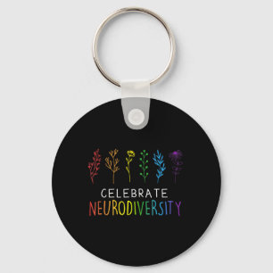 CELEBRATE NEURODIVERSITY Autism Awareness Flower Key Ring