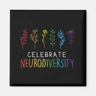 CELEBRATE NEURODIVERSITY Autism Awareness Flower Magnet