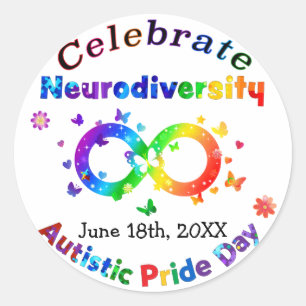 Celebrate Neurodiversity Autistic Pride Day Classic Round Sticker