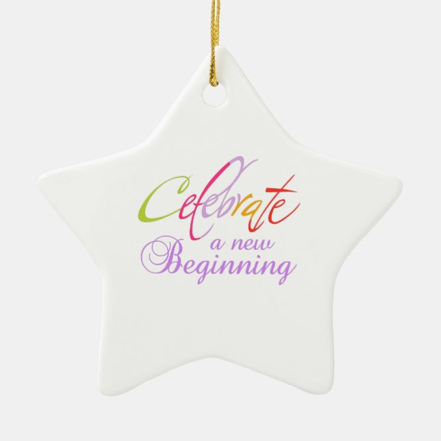 CELEBRATE NEW BEGINNING CERAMIC TREE DECORATION (Front)