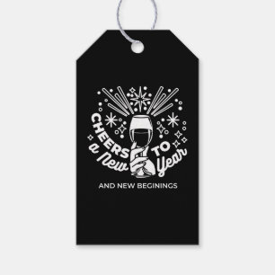 Celebrate New Beginnings Wine Glass Illustration 2 Gift Tags