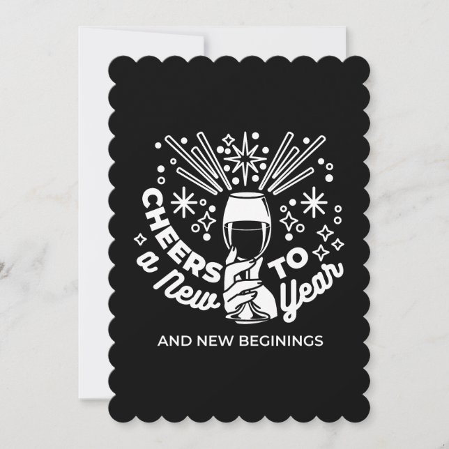Celebrate New Beginnings Wine Glass Illustration 2 Holiday Card (Front)