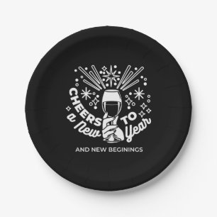 Celebrate New Beginnings Wine Glass Illustration 2 Paper Plate