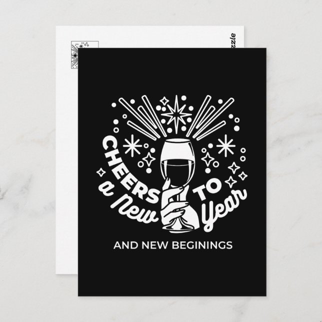Celebrate New Beginnings Wine Glass Illustration 2 Postcard (Front/Back)