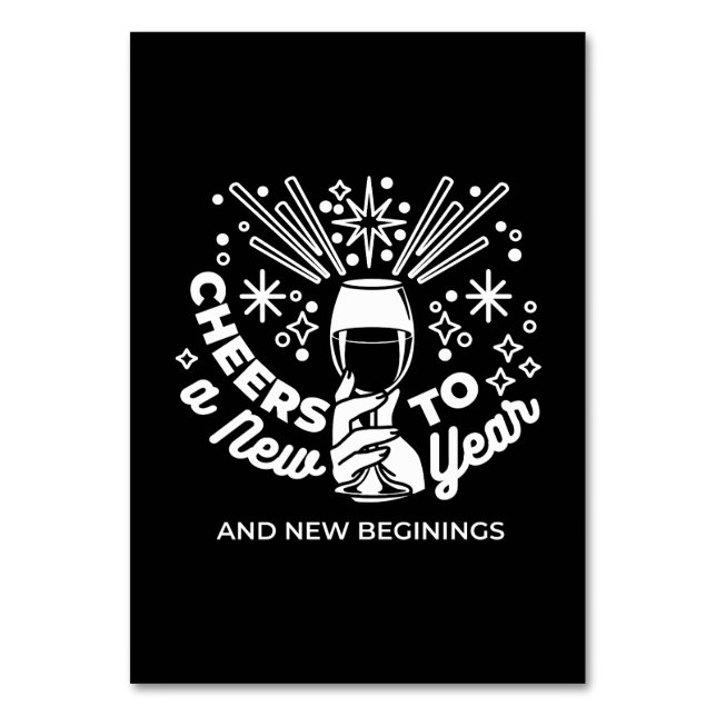 Celebrate New Beginnings Wine Glass Illustration 2 Table Number (Front)